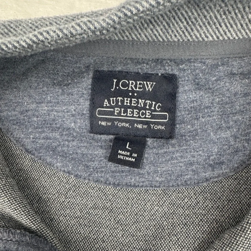 Men's Size Large J Crew Authentic Fleece Quarter Zip Pullover Grey Blue BU377